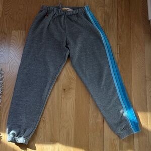 Aviator Nation Charcoal Joggers with Aqua Stripe